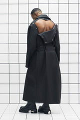 455EMBLE Snap-Fastener PU Trench Coat