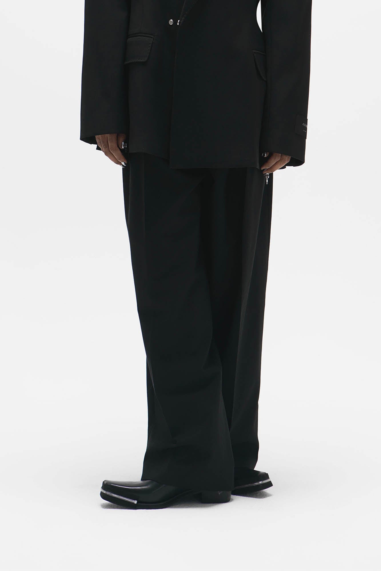 455EMBLE Wool-Blend Pleated Straight-Leg Oversized Trousers