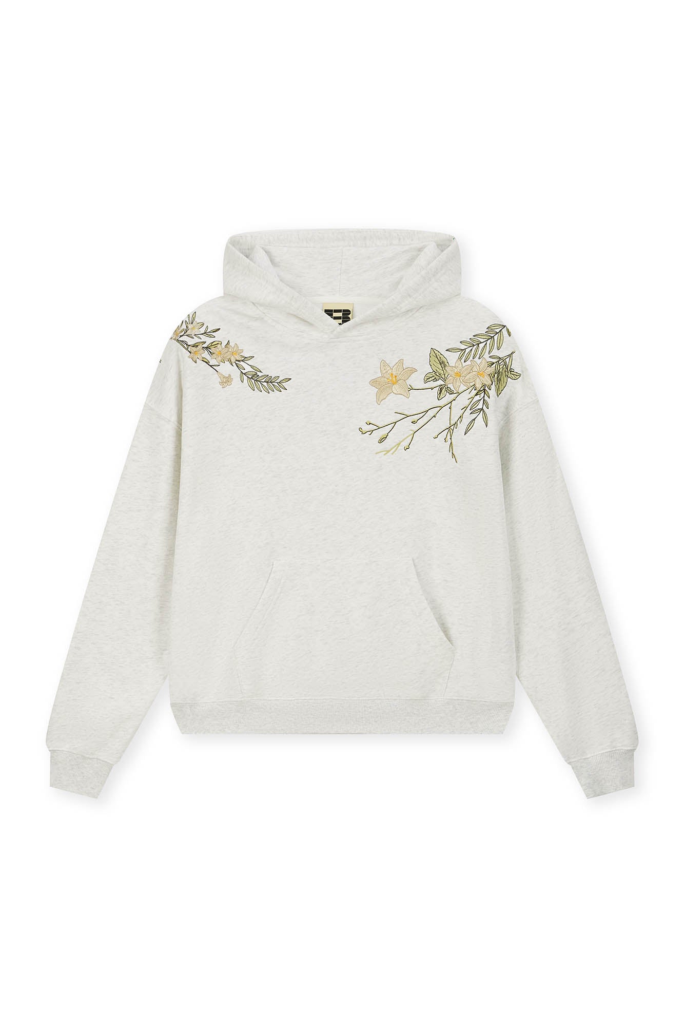 BONELESS Floral Embroidered Fleece-Lined Hoodie