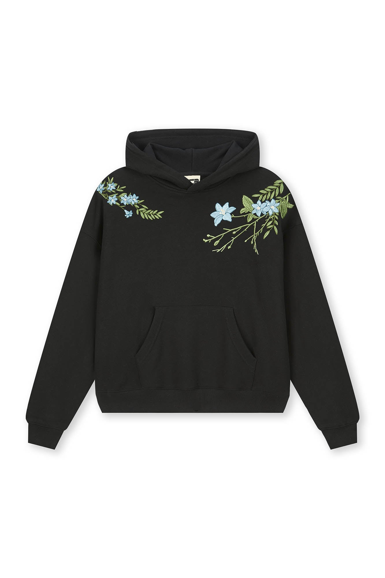 BONELESS Floral Embroidered Fleece-Lined Hoodie