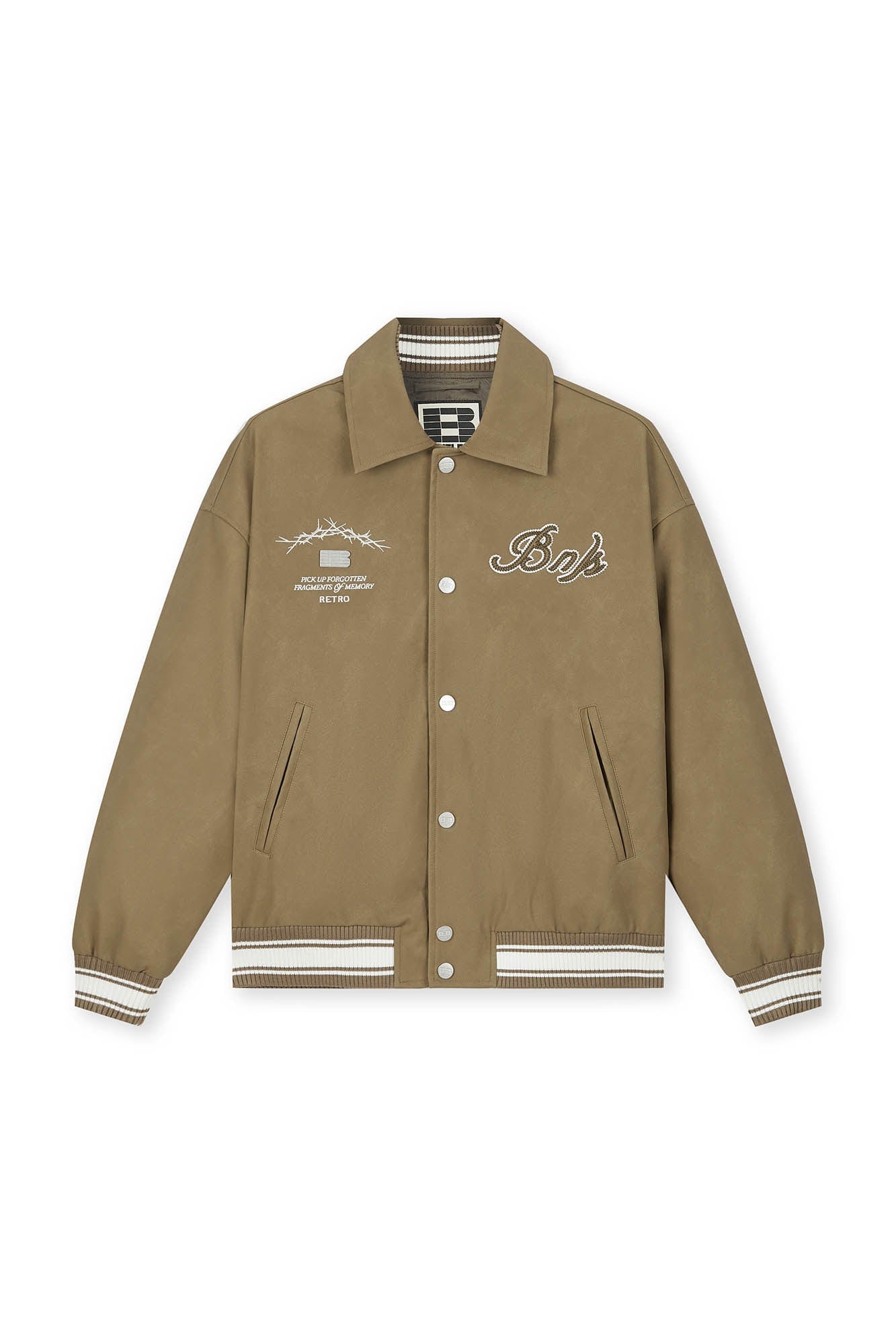 BONELESS Embroidered Logo PU Varsity Jacket