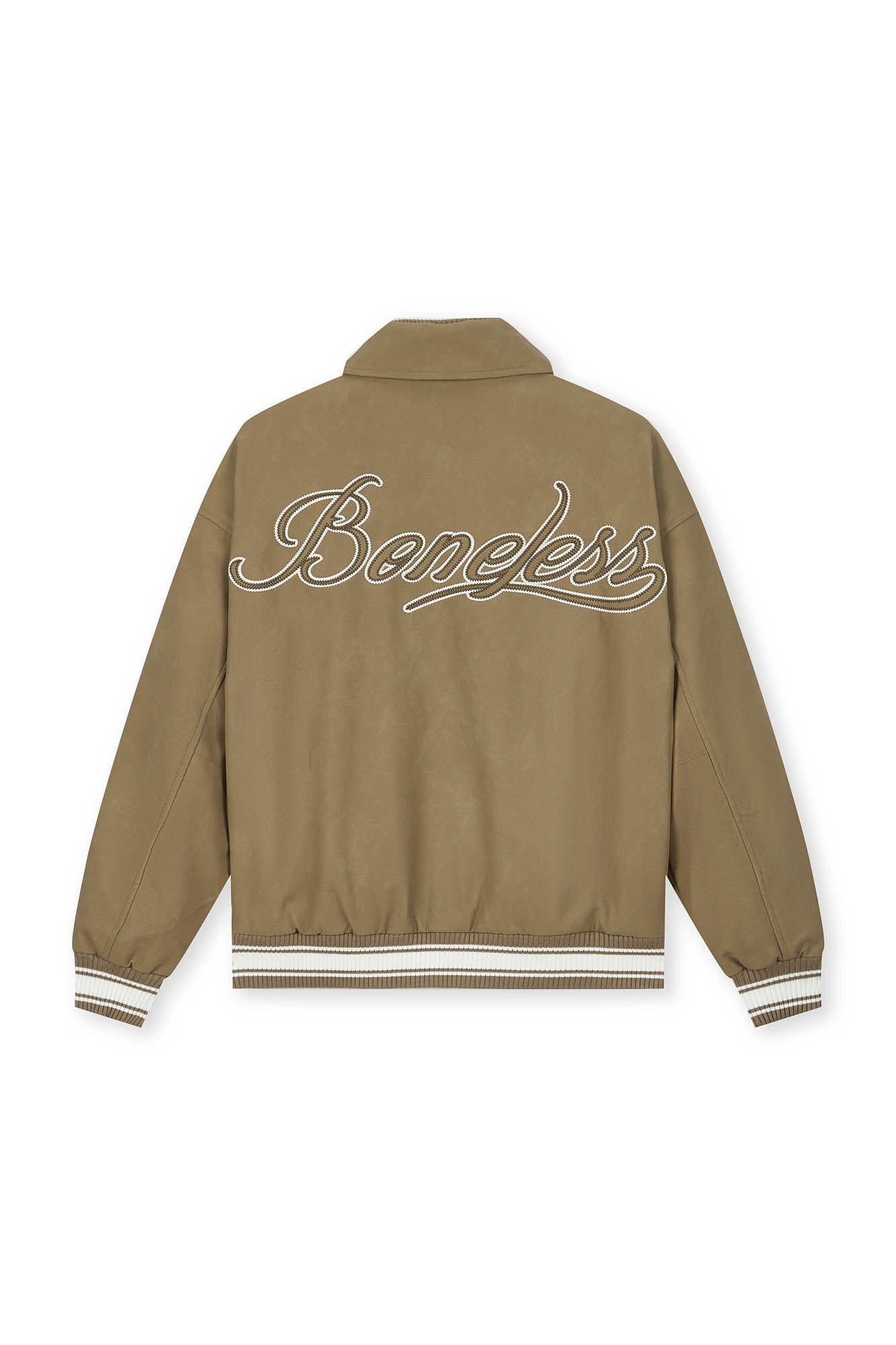 BONELESS Embroidered Logo PU Varsity Jacket