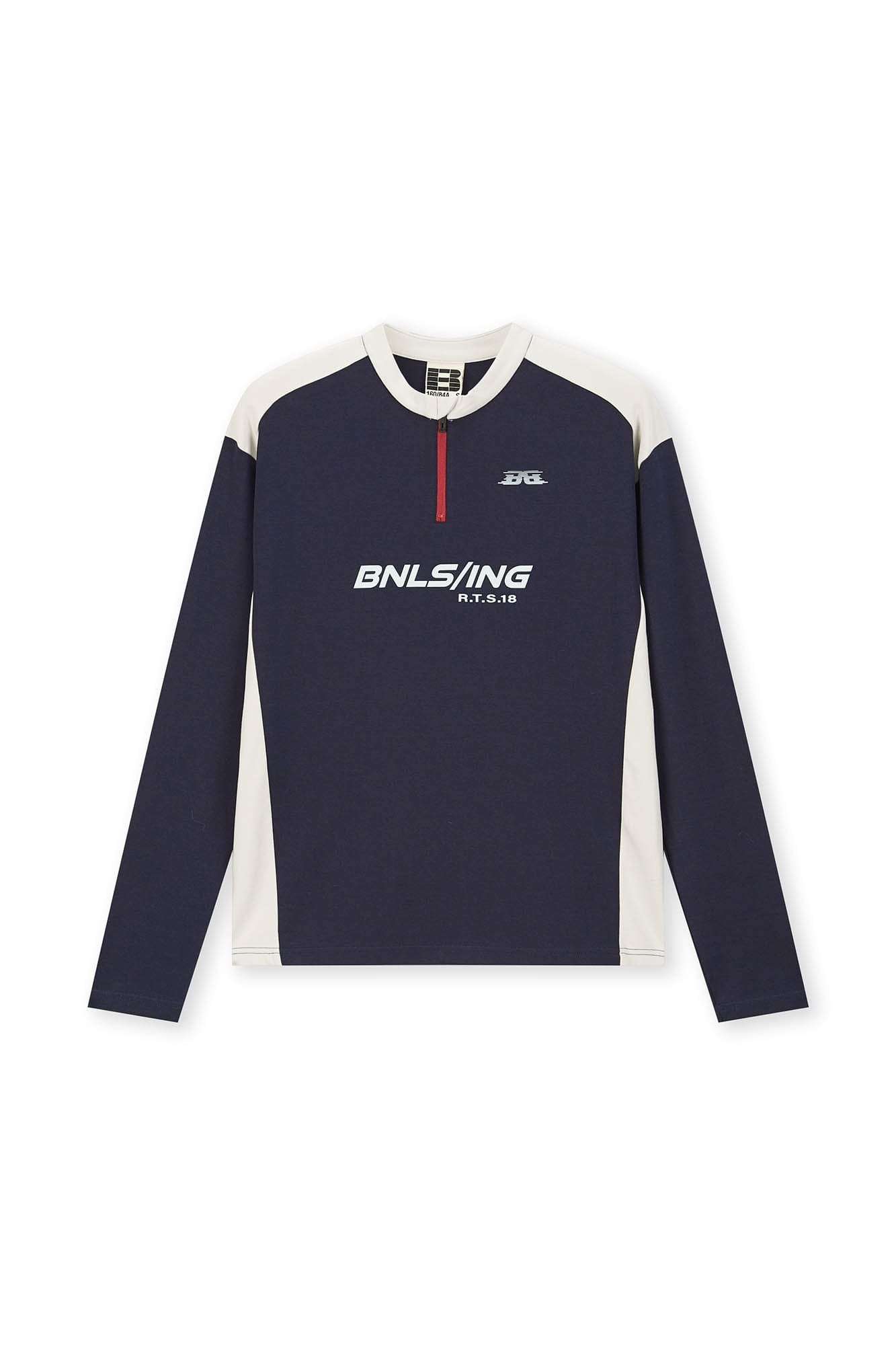 BONELESS Contrast Half-Zip Racing Long-Sleeve Tee
