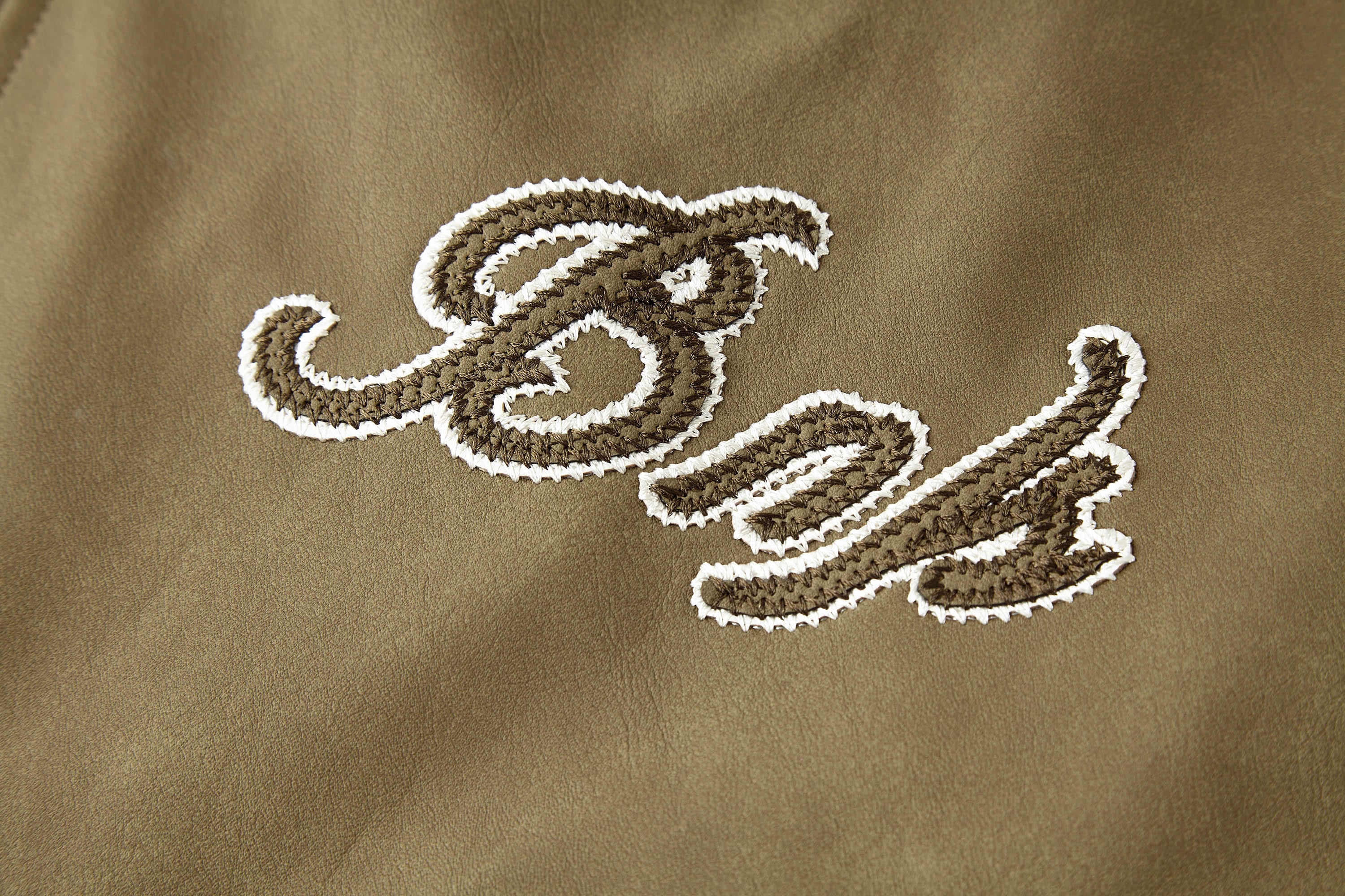 BONELESS Embroidered Logo PU Varsity Jacket