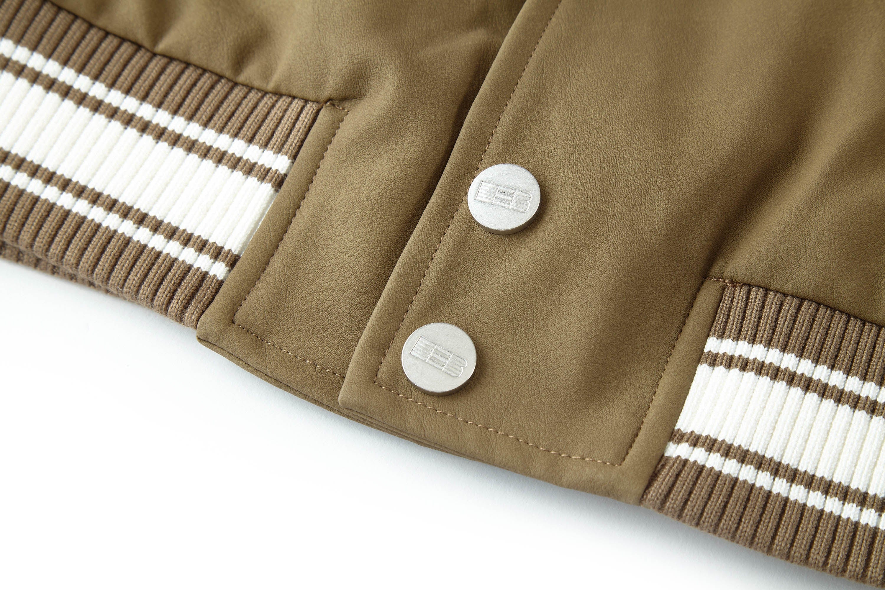BONELESS Embroidered Logo PU Varsity Jacket