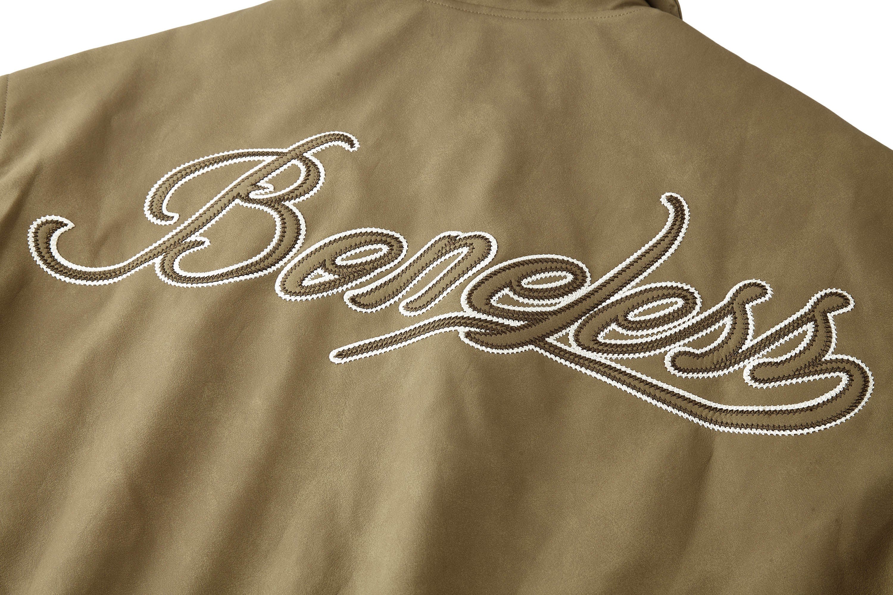 BONELESS Embroidered Logo PU Varsity Jacket