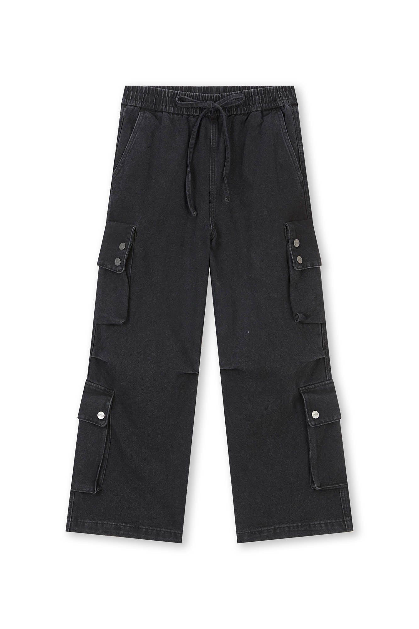 BONELESS Distressed Multi-Pocket Drawstring Cargo Jeans