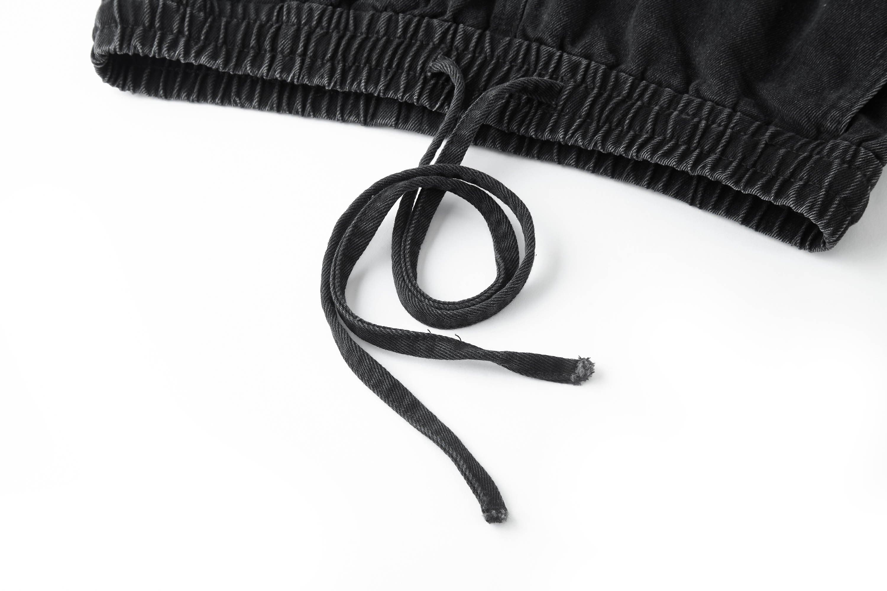 BONELESS Distressed Multi-Pocket Drawstring Cargo Jeans
