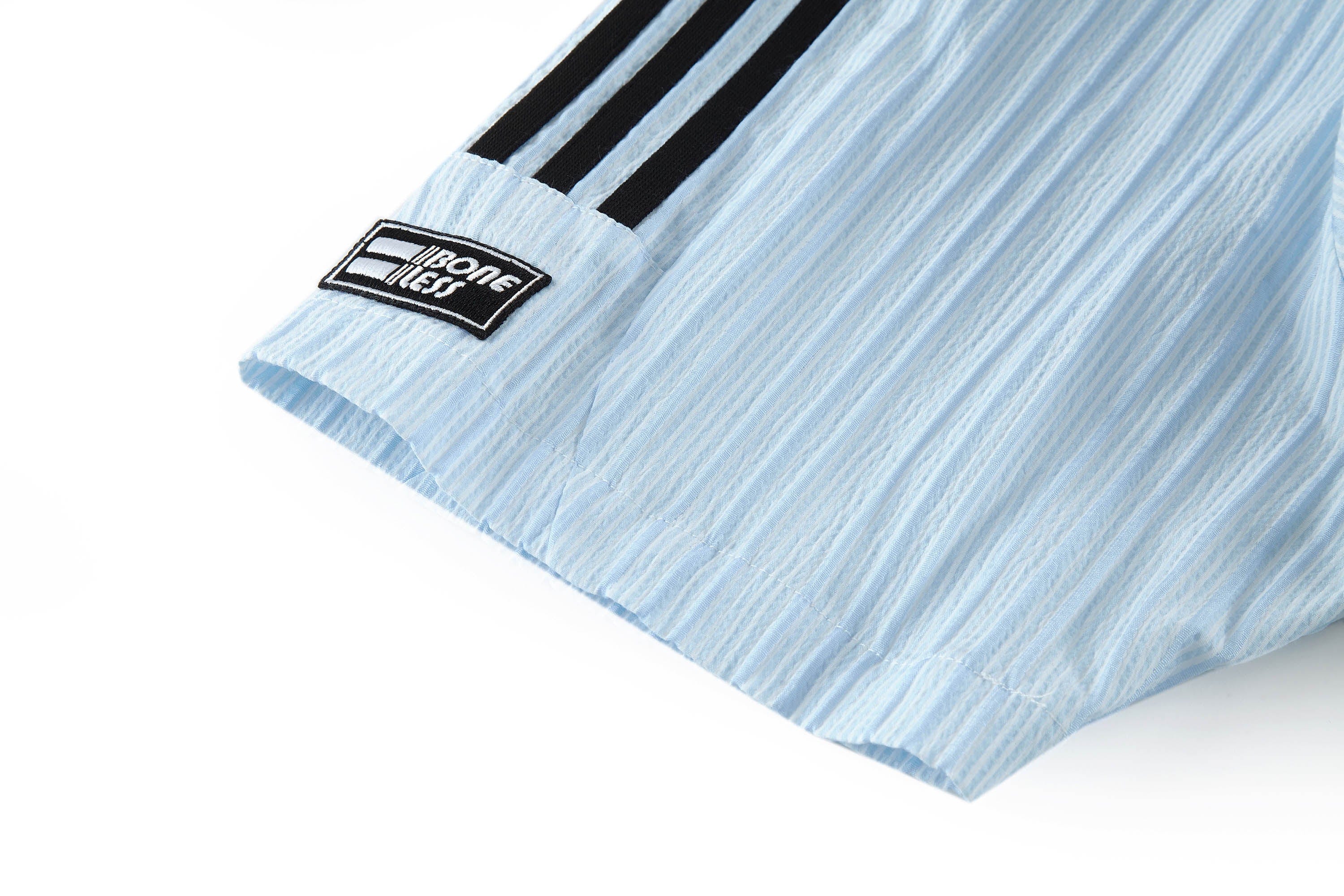 BONELESS Pinstriped Seersucker Raglan Half Shirt