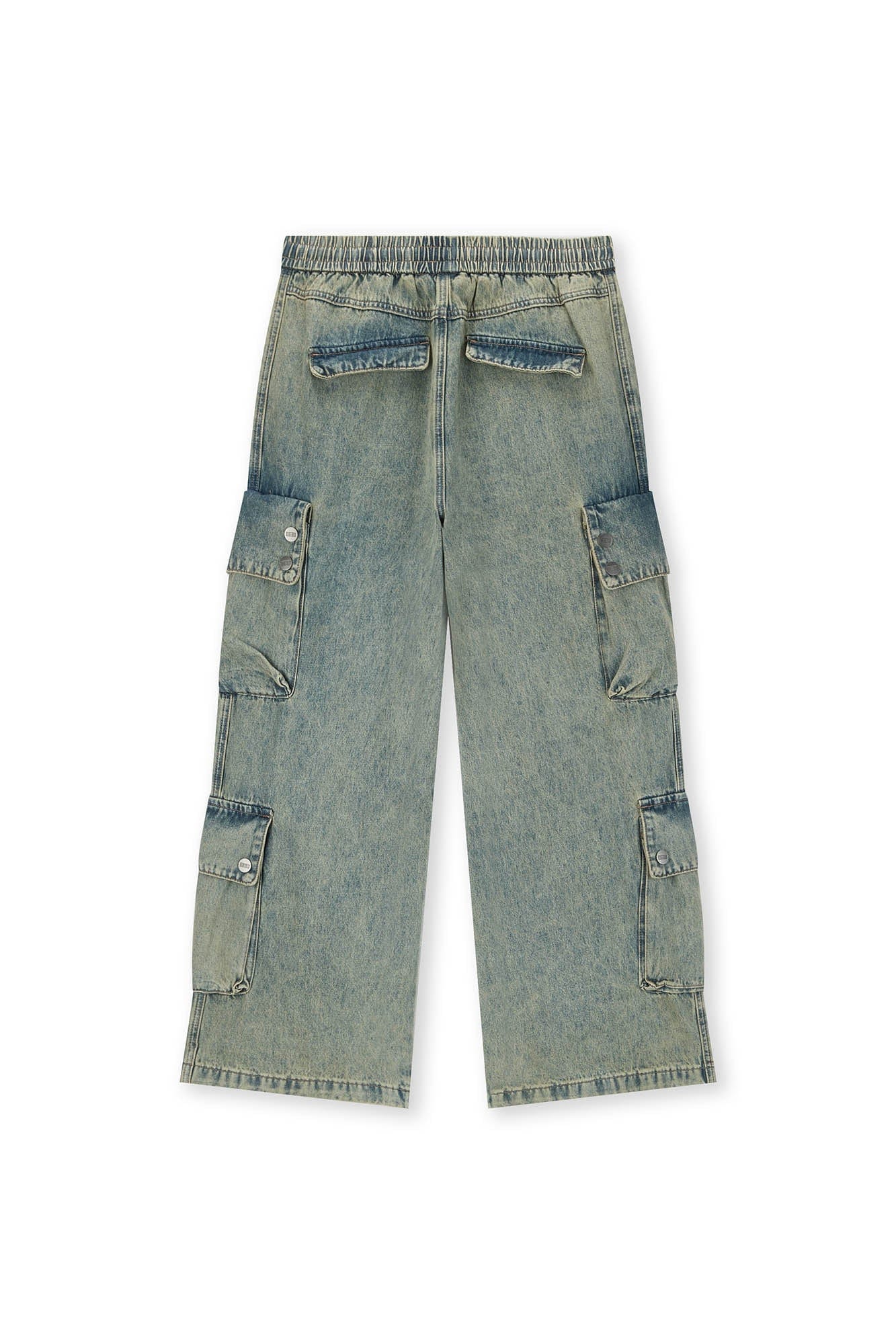BONELESS Distressed Multi-Pocket Drawstring Cargo Jeans