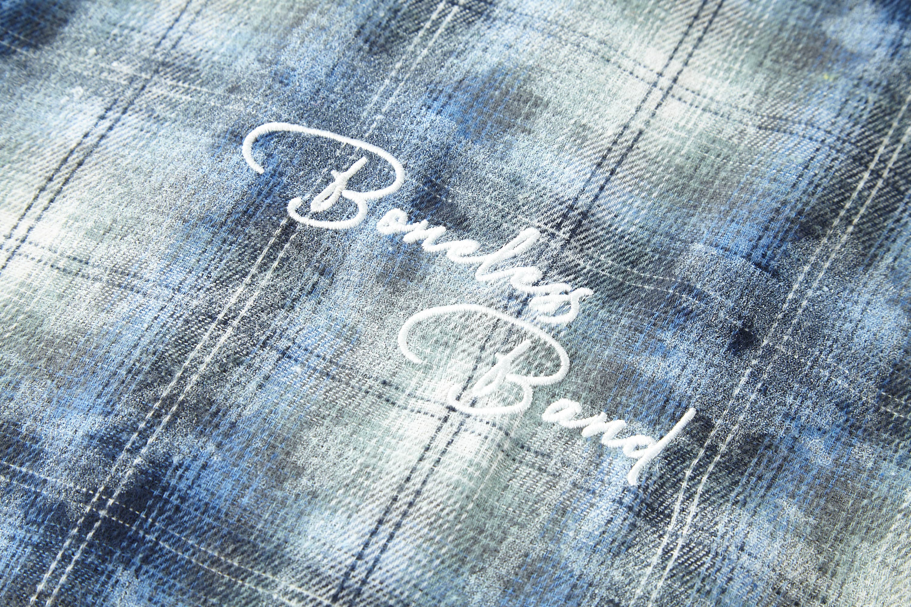 BONELESS Grunge Faded Check Band Patch Shirt