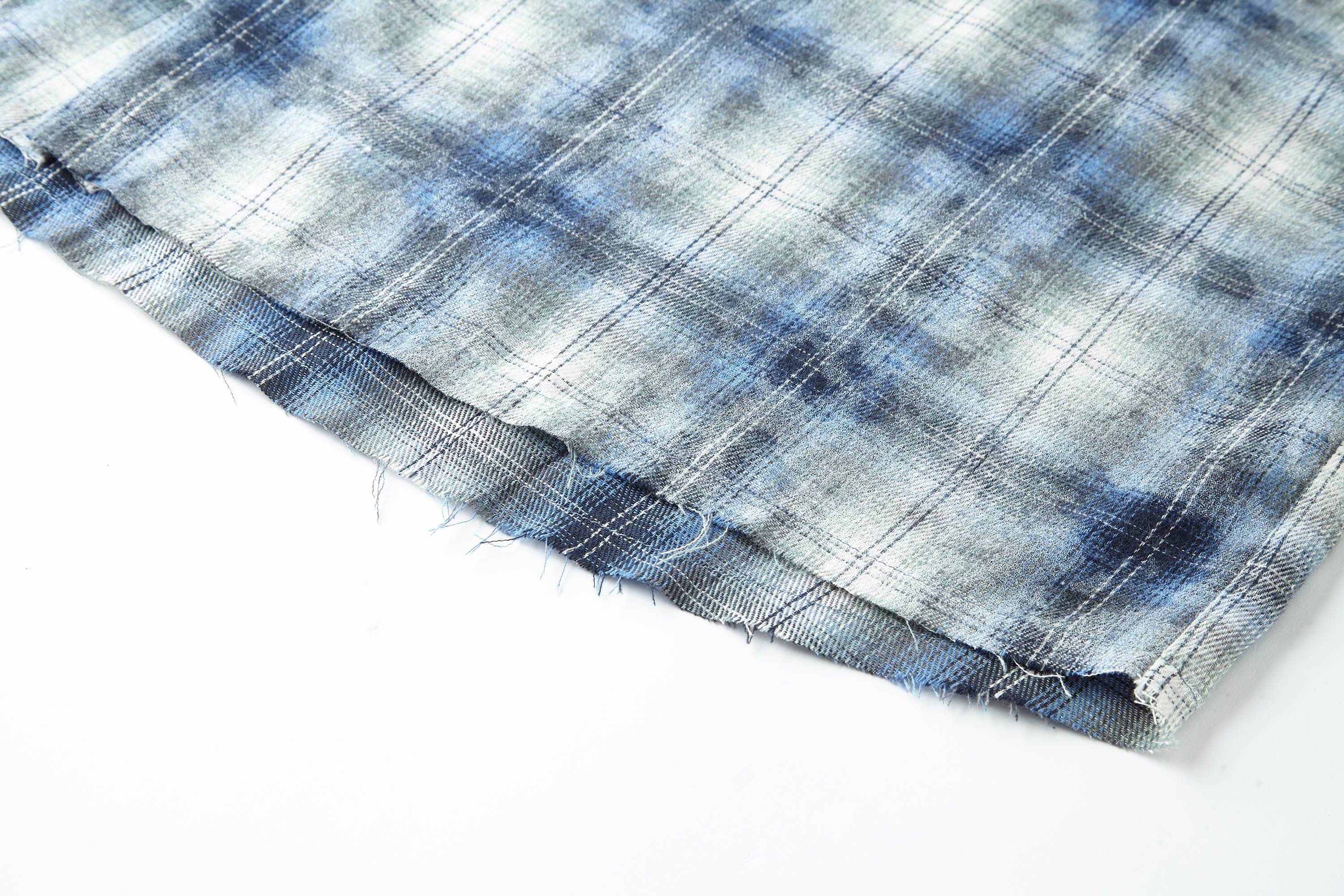 BONELESS Grunge Faded Check Band Patch Shirt