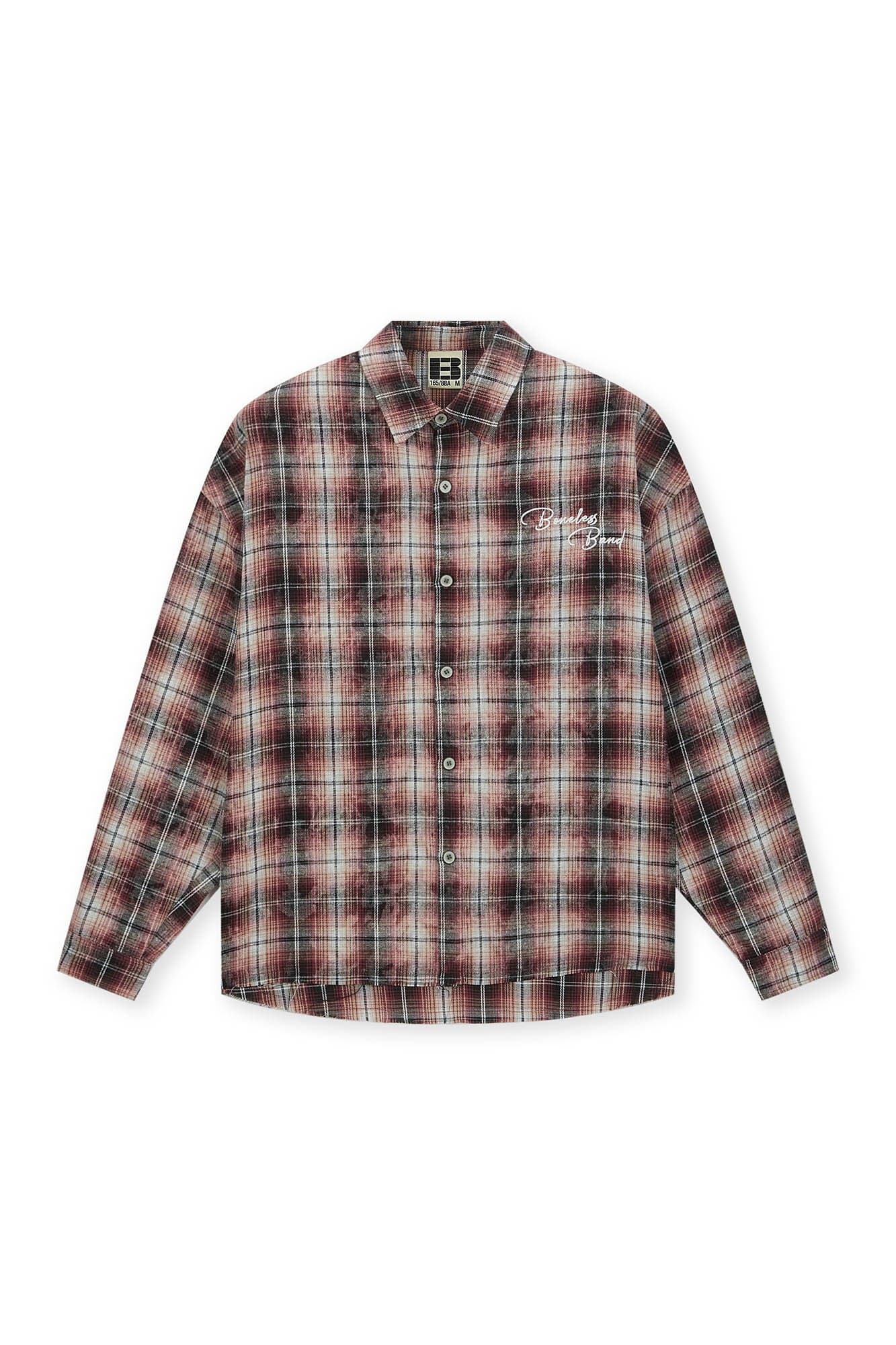 BONELESS Grunge Faded Check Band Patch Shirt