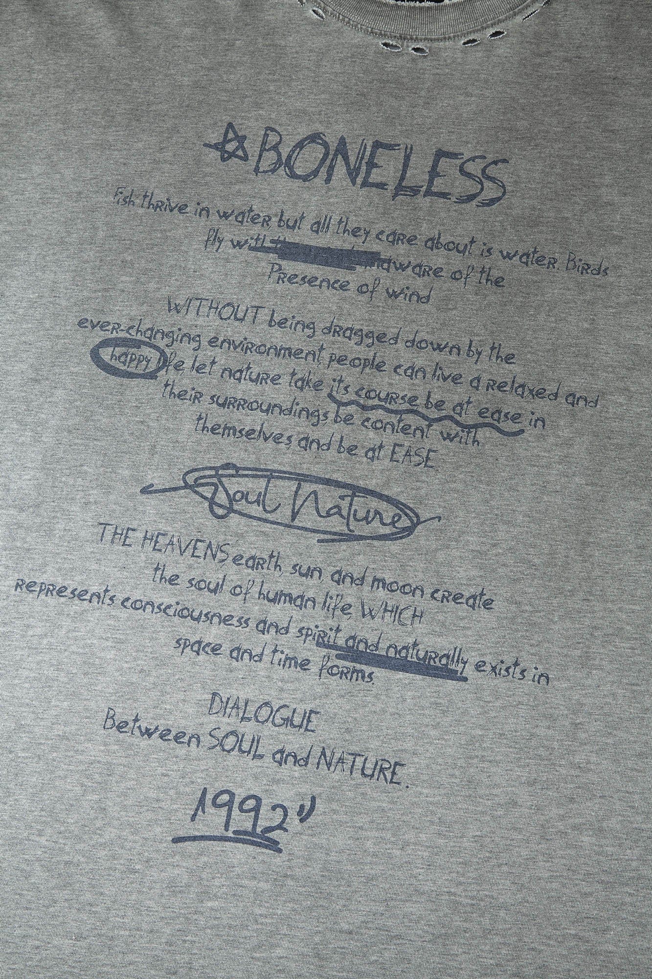 BONELESS Distressed Statement Graffiti Gradient Long-Sleeve Tee