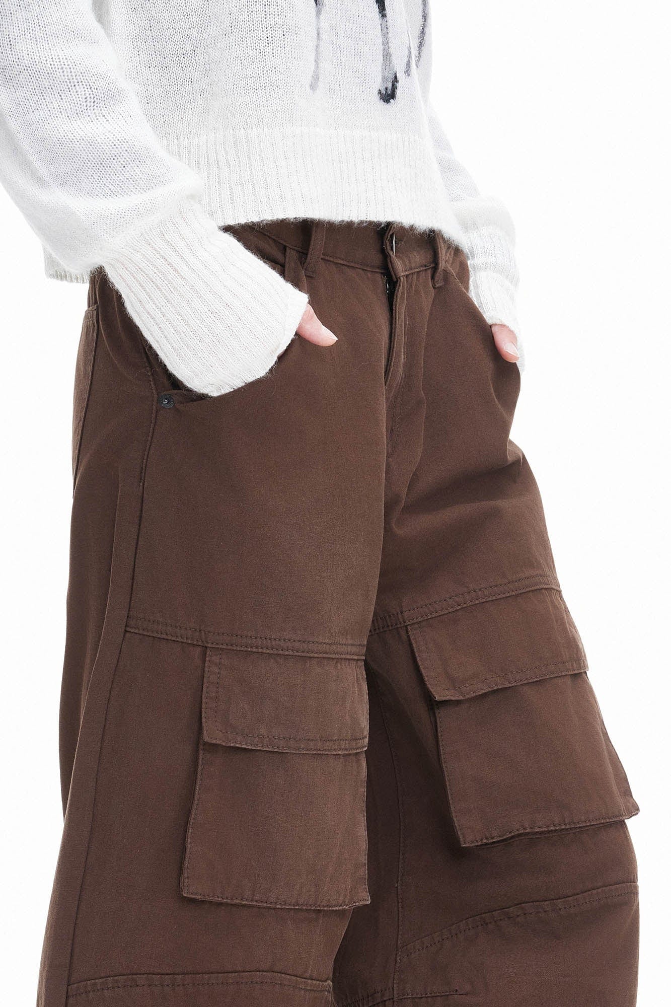 ARTIFICIAL WORLD Zip-Hem Multi-Pocket Wide-Leg Cargo