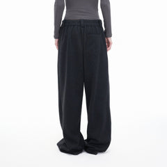 ARTIFICIAL WORLD Asymmetrical Overlay Wool Wide-Leg Pants