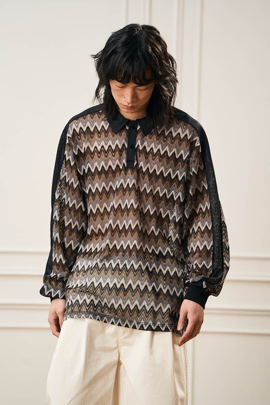EPIC POETRY Geometric Ripple Knitted Shirt Highland