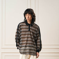EPIC POETRY Geometric Ripple Knitted Shirt Highland