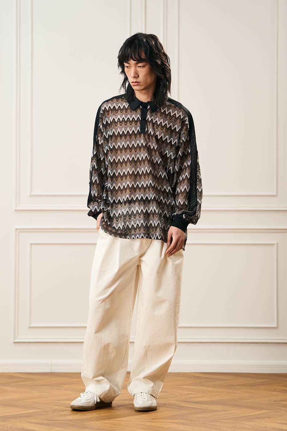 EPIC POETRY Geometric Ripple Knitted Shirt Highland
