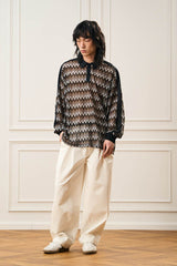 EPIC POETRY Geometric Ripple Knitted Shirt Highland