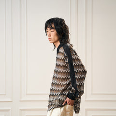 EPIC POETRY Geometric Ripple Knitted Shirt Highland