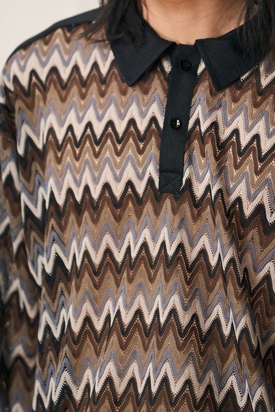EPIC POETRY Geometric Ripple Knitted Shirt Highland
