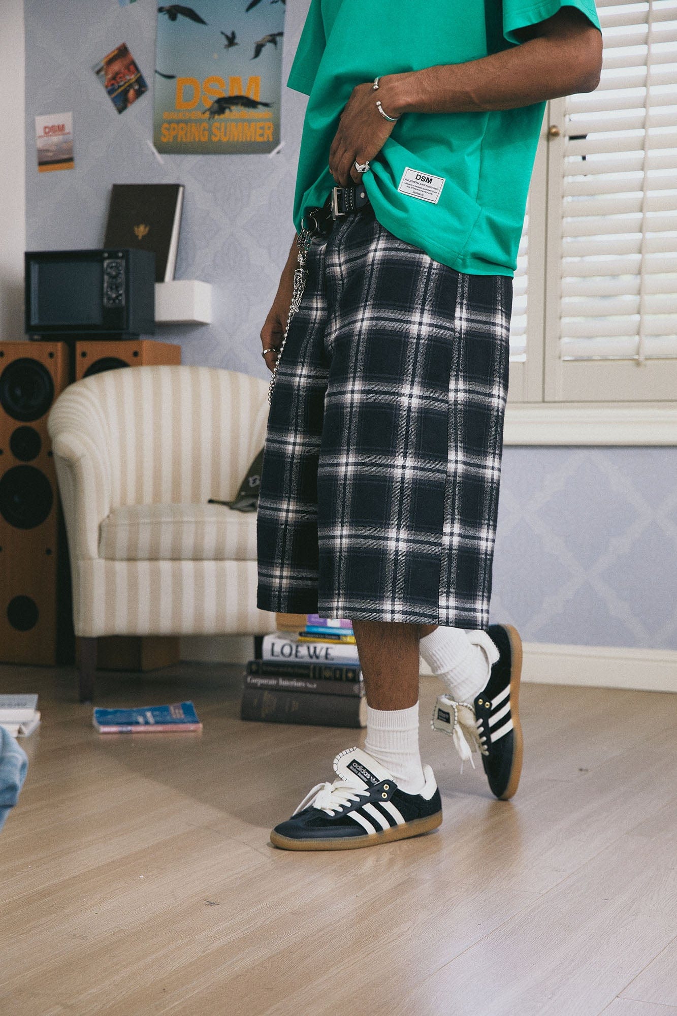 DONSMOKE Retro Plaid Oversized Shorts