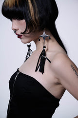 ILLUSORY Four-Pointed Star Tassel Earrings