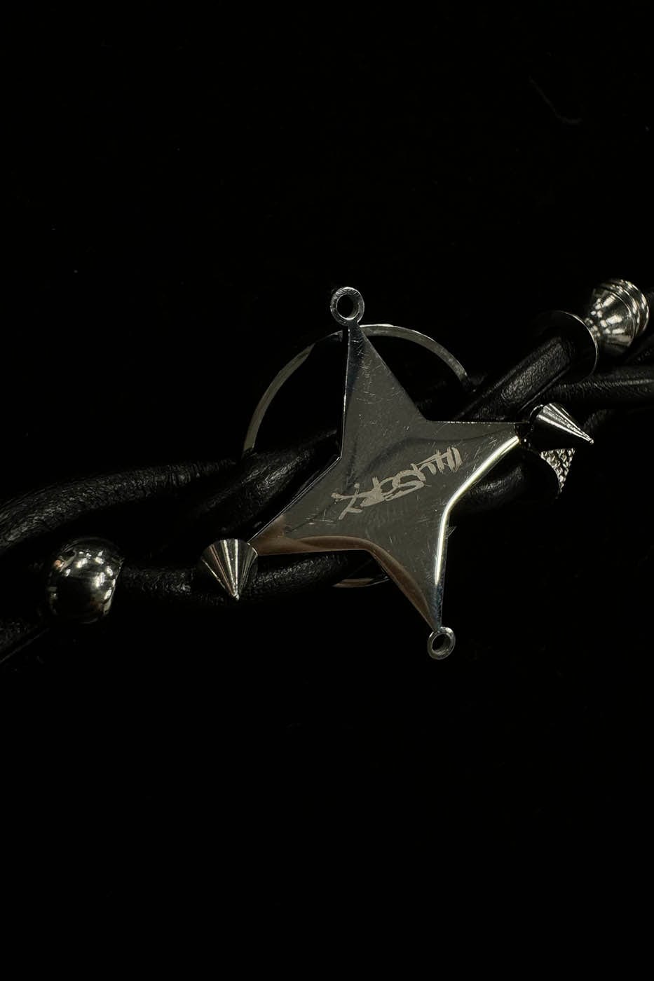ILLUSORY Four-Point Star Braided Faux Leather Bracelet