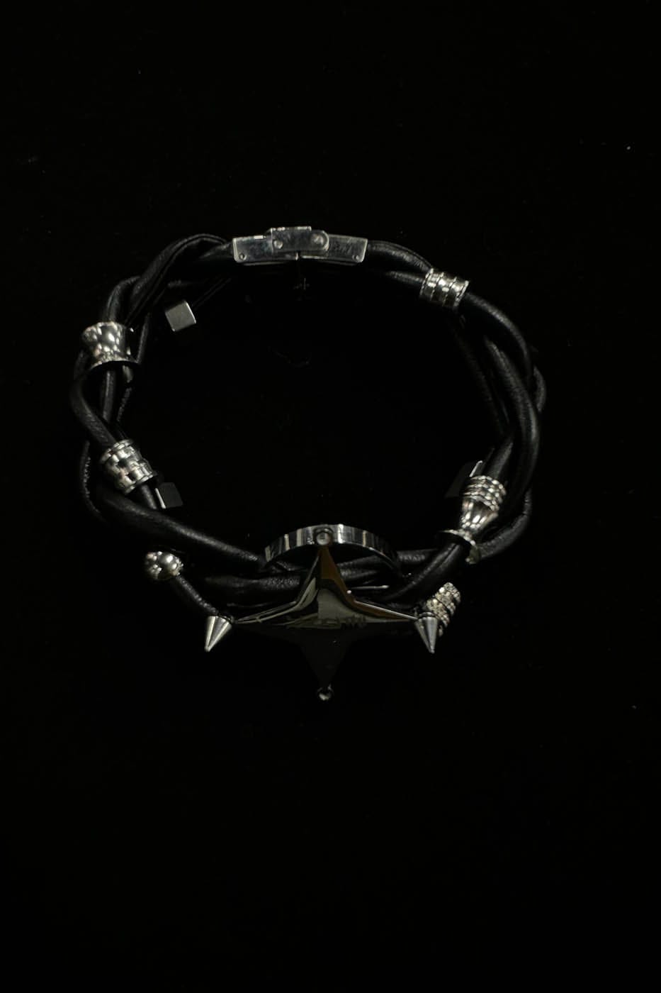 ILLUSORY Four-Point Star Braided Faux Leather Bracelet