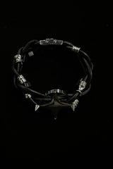 ILLUSORY Four-Point Star Braided Faux Leather Bracelet