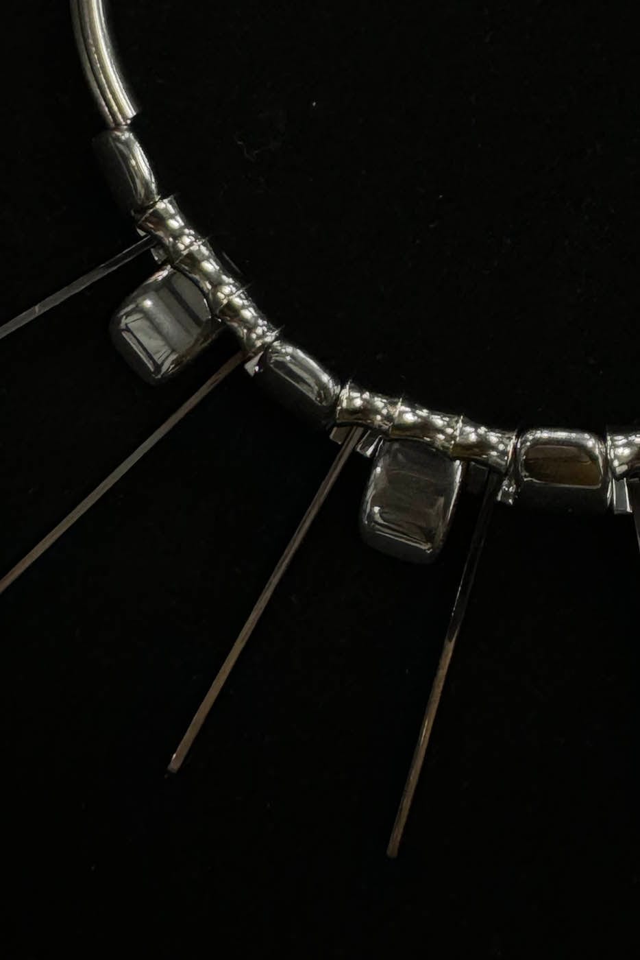 ILLUSORY Double-Strand Beaded Spiked Necklace