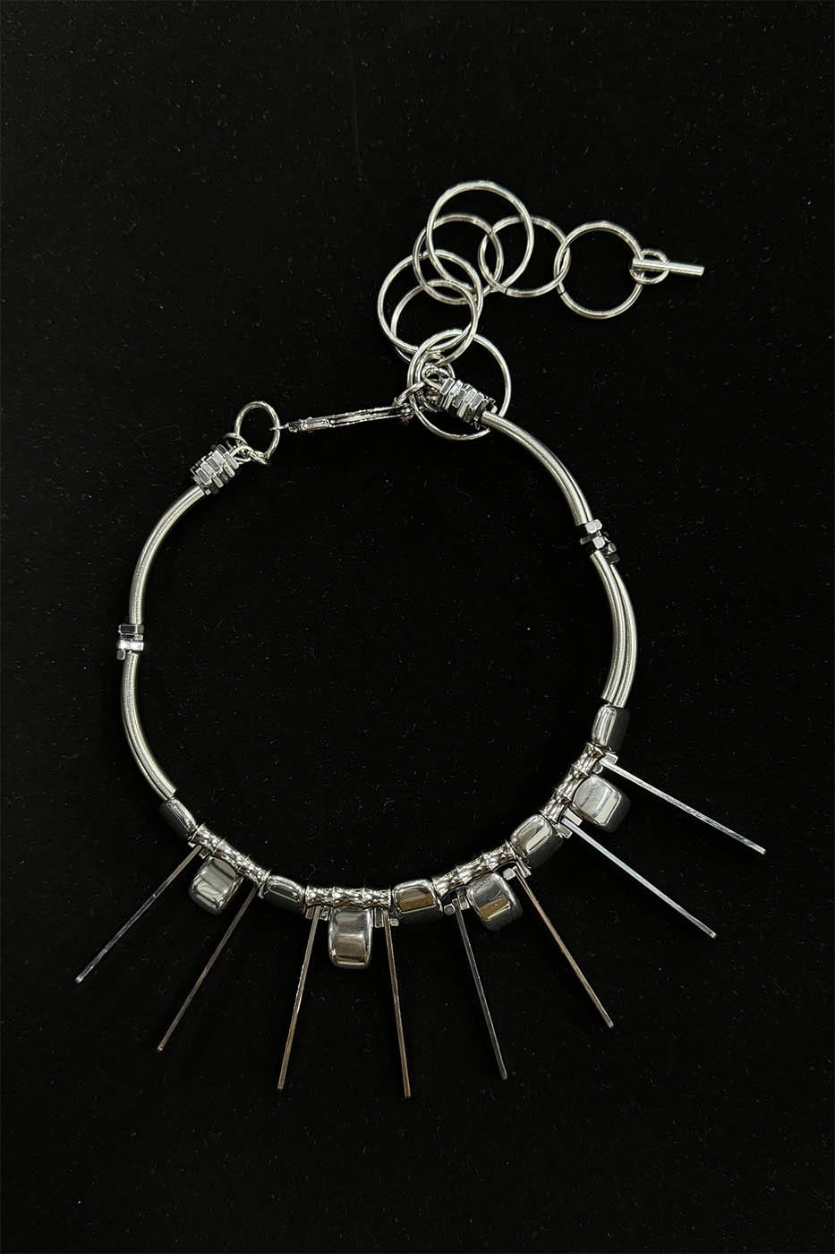 ILLUSORY Double-Strand Beaded Spiked Necklace