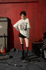 DONSMOKE×NANA Punk Striped Layered Long-Sleeve Tee