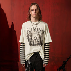 DONSMOKE×NANA Punk Striped Layered Long-Sleeve Tee
