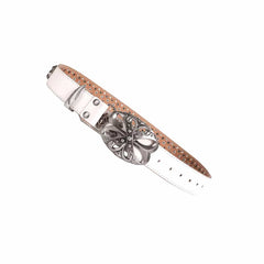 DND4DES Studded Rhinestone Carved Buckle Leather Belt