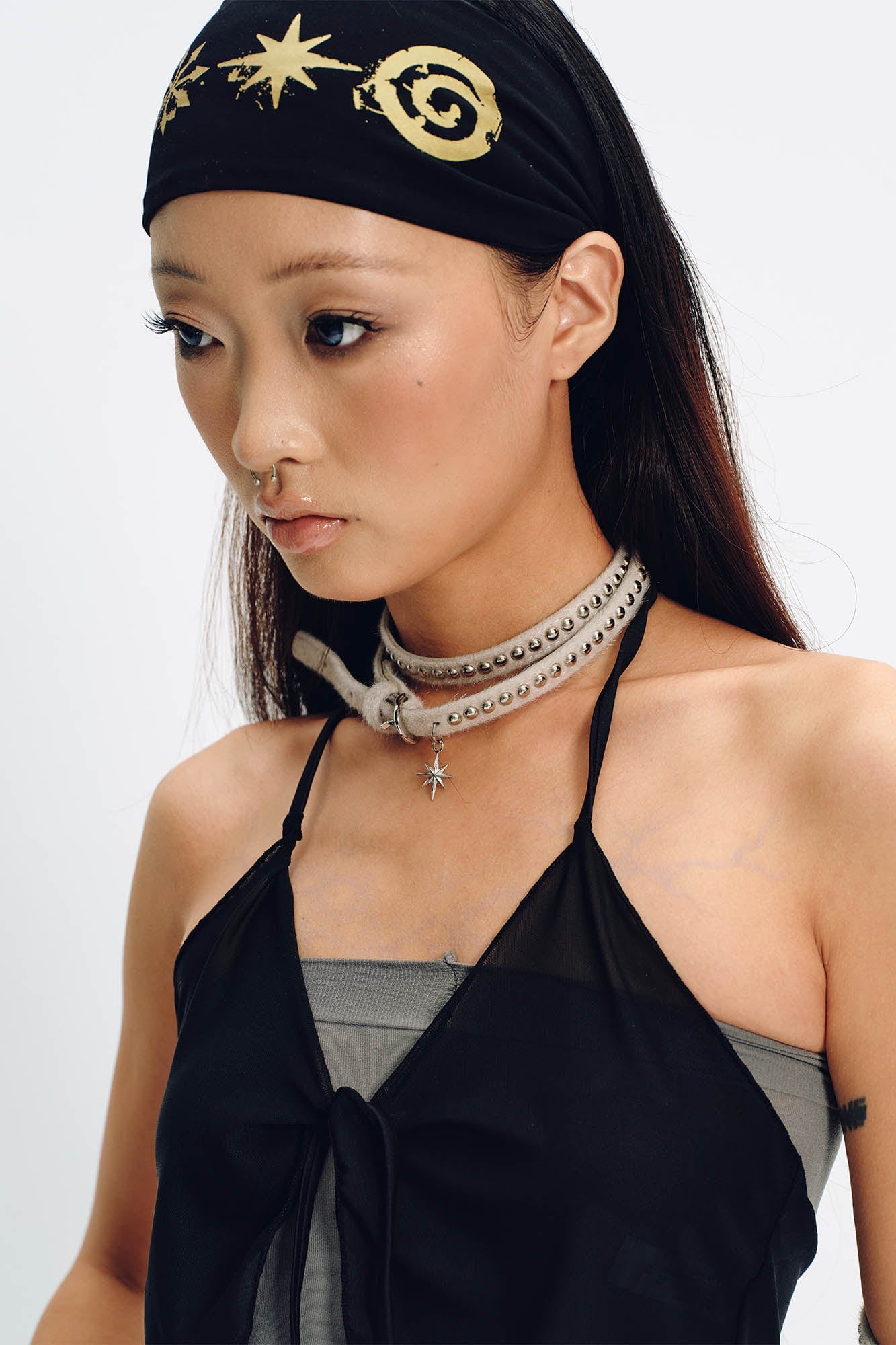 SCHWARZGOLD North Star Pendant Furry Leather Belt