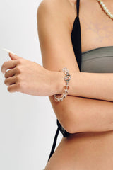 SCHWARZGOLD Spiral White Crystal Beaded Bracelet