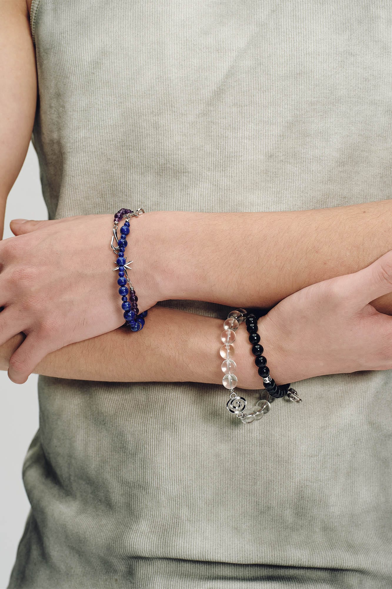 SCHWARZGOLD Chaos Star Lapis Lazuli Beaded Bracelet