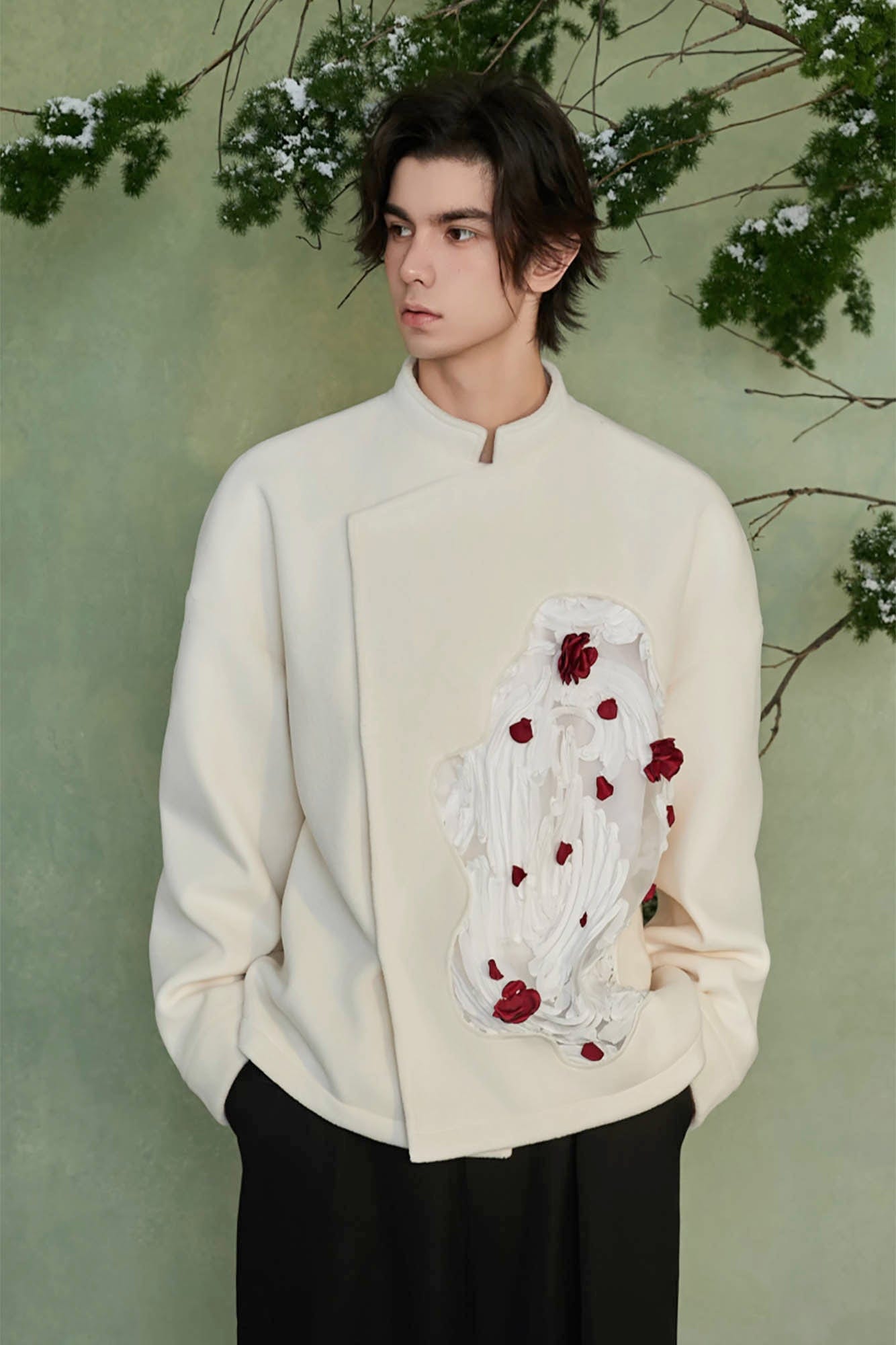 JIECHI Pond Bloom Mandarin Collar Blazer