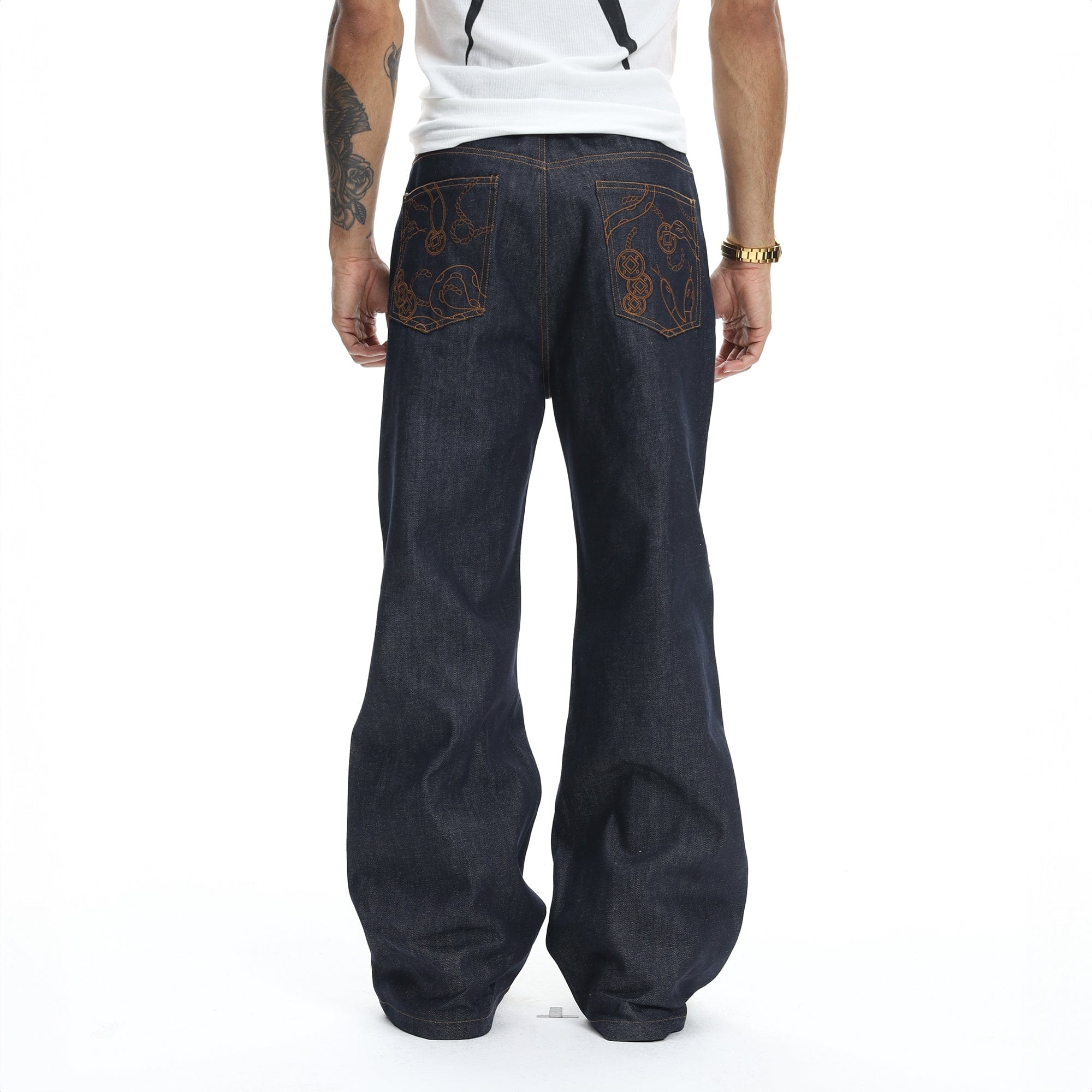DND4DES Embroidered Snake Double Knee Jeans