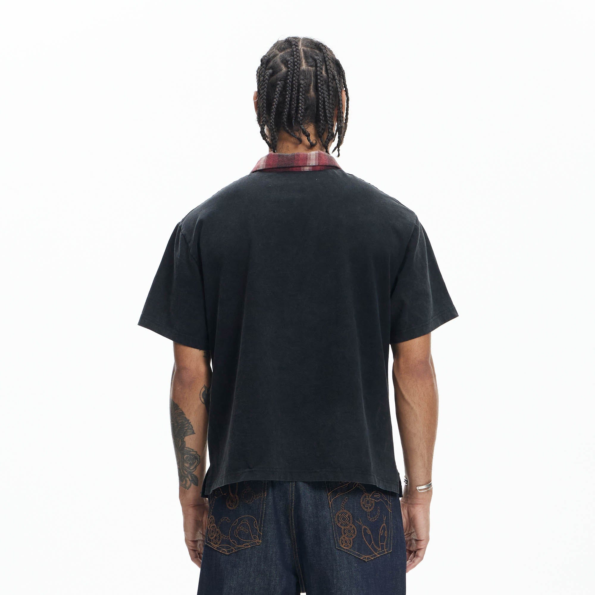 DND4DES Gothic Graphic Plaid-Collar Polo T-Shirt