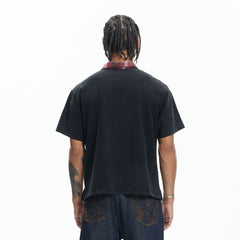 DND4DES Gothic Graphic Plaid-Collar Polo T-Shirt