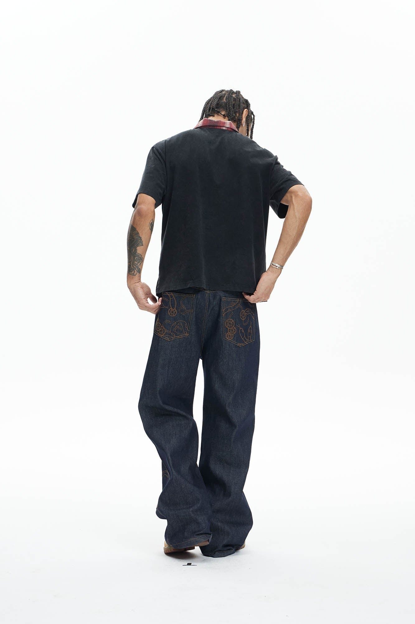 DND4DES Embroidered Snake Double Knee Jeans