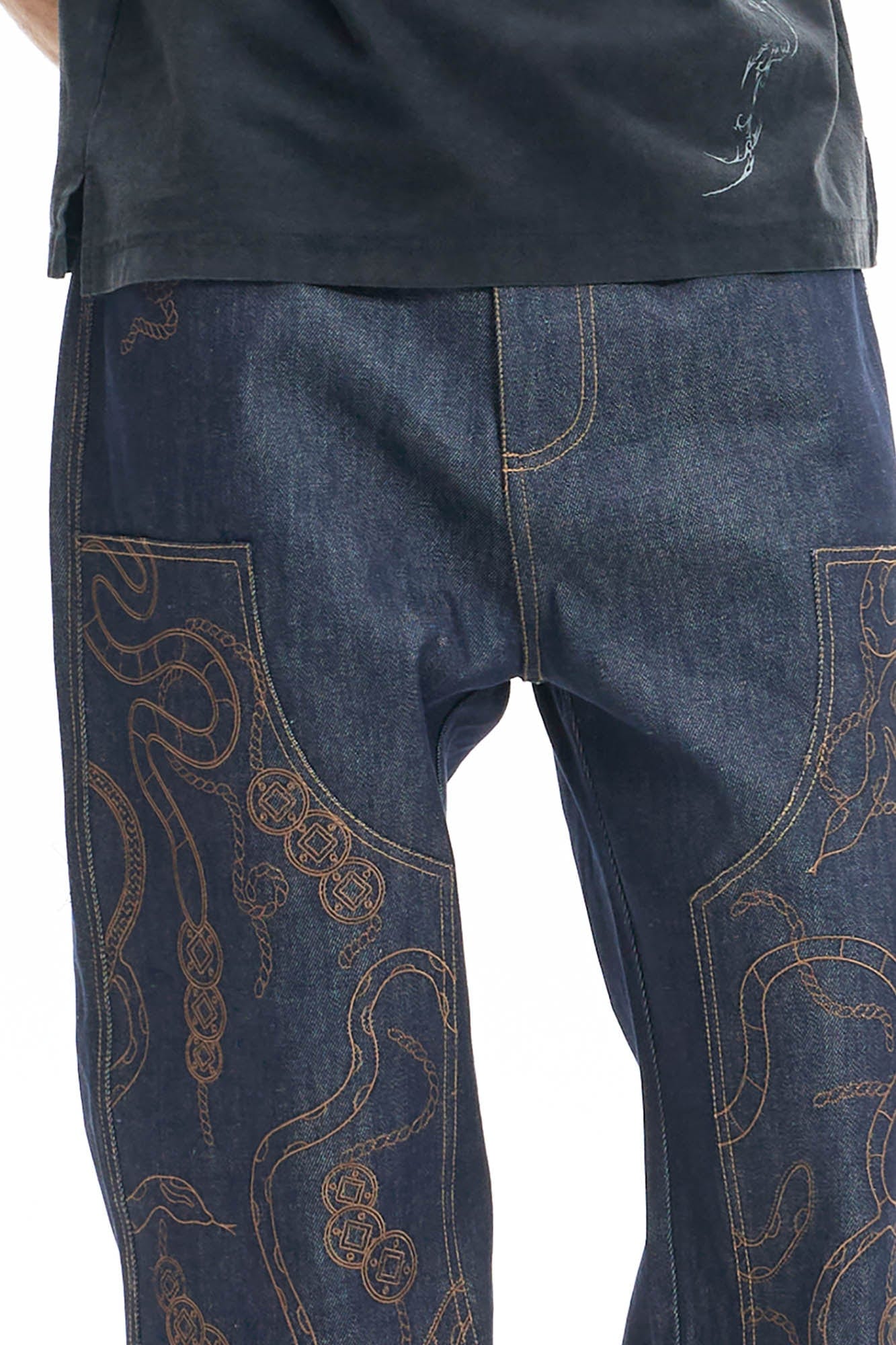 DND4DES Embroidered Snake Double Knee Jeans