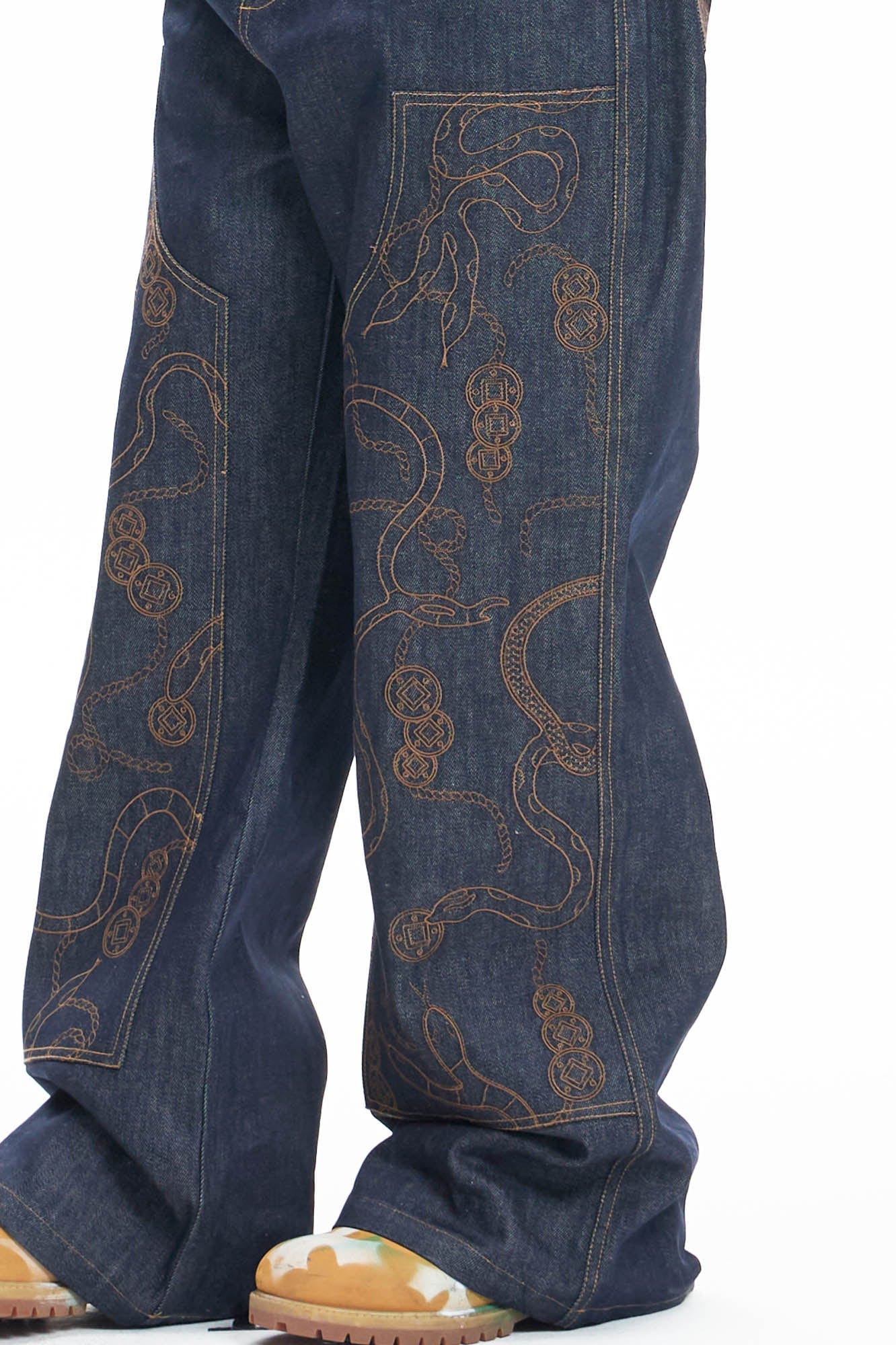 DND4DES Embroidered Snake Double Knee Jeans