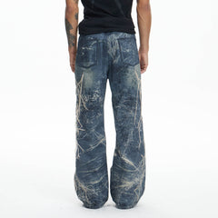 DND4DES Distressed Spider Web Embroidered Jeans