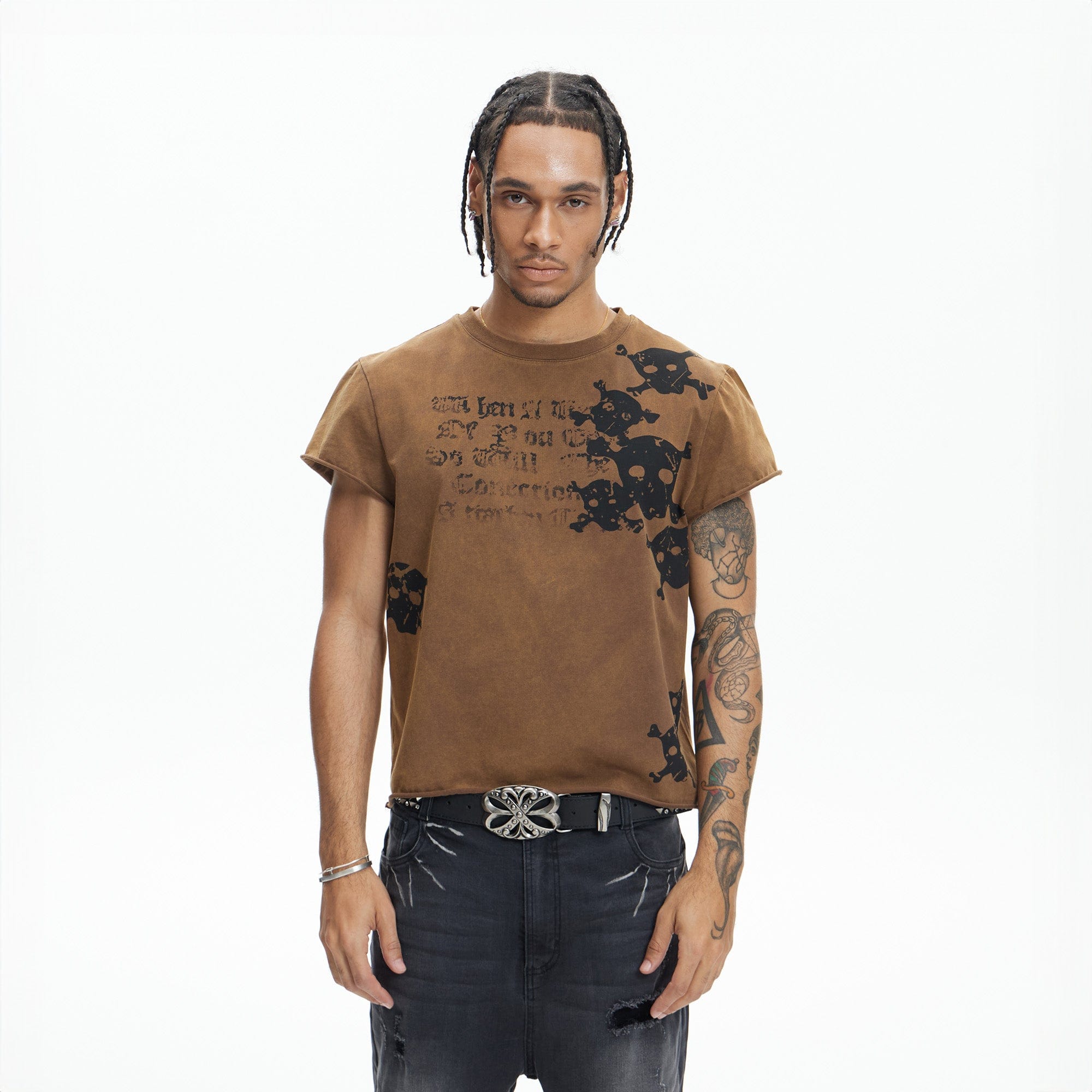DND4DES Distressed Skull Graphic T-Shirt