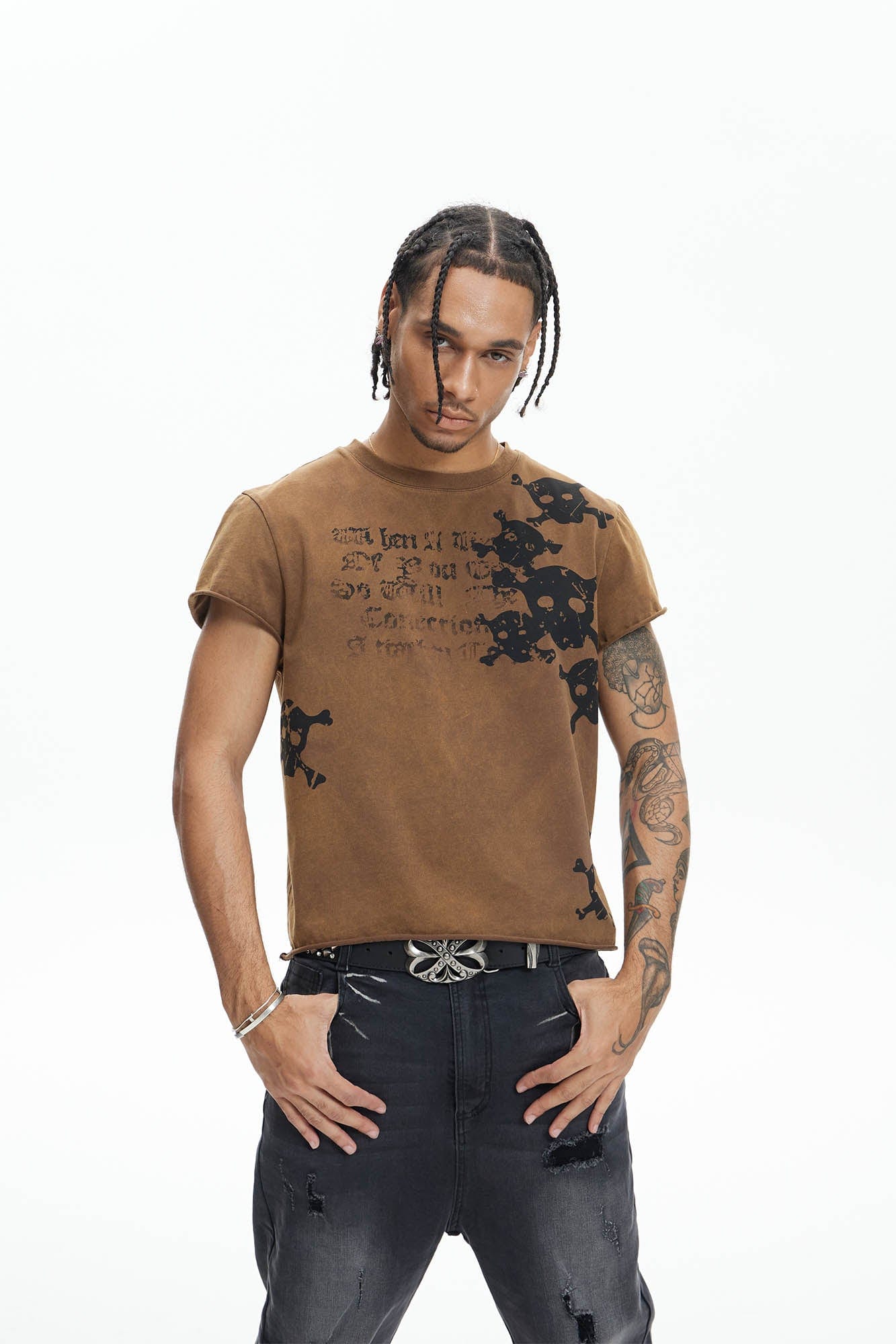 DND4DES Distressed Skull Graphic T-Shirt