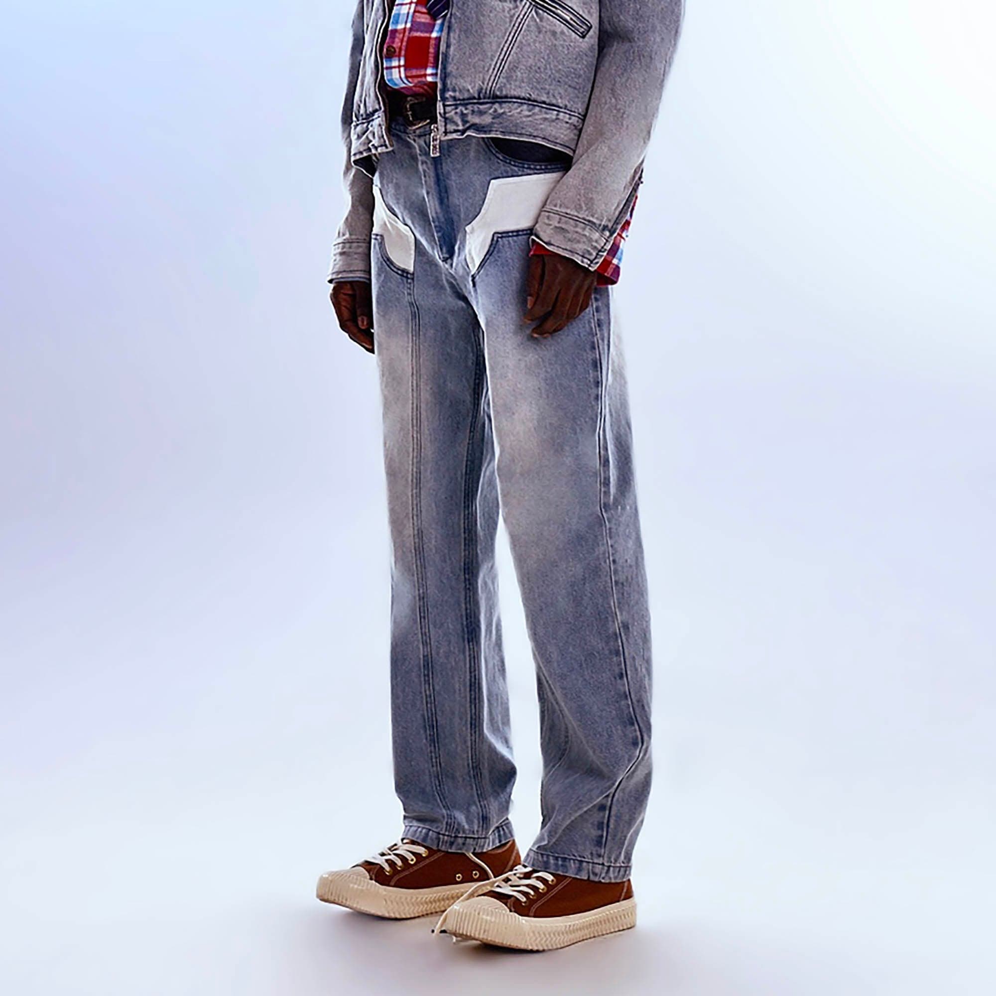 REDH Patch Washed Straight-Leg Jeans